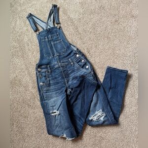 American Eagle Tom Girl Distressed Denim Overall Size XS